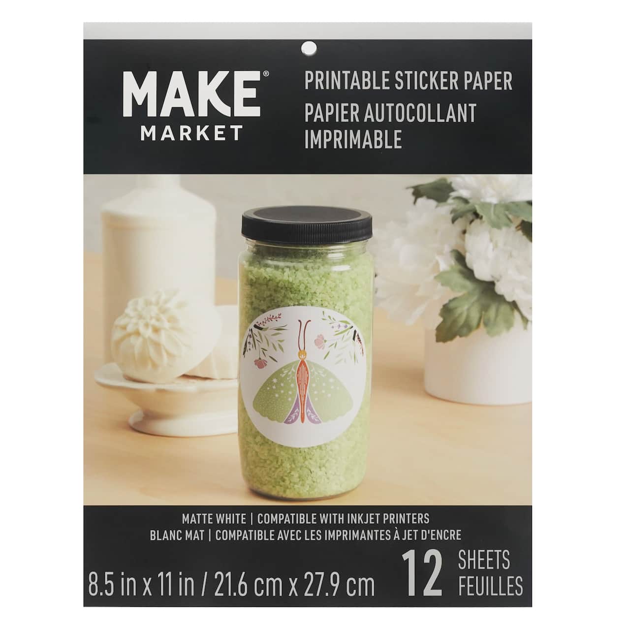 Papier autocollant imprimable, 21,6 cm x 27,9 cm de Make Market, 11 feuilles